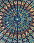 Saanjh Indigo Mandala Single Bedsheet with Pillow Cover