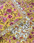 Mustard Floral Vine Printed Single Bedsheet with Pillow Cover