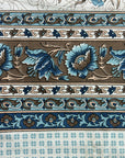 Ivory Blue Floral Border Single Bedsheet with Pillow Cover