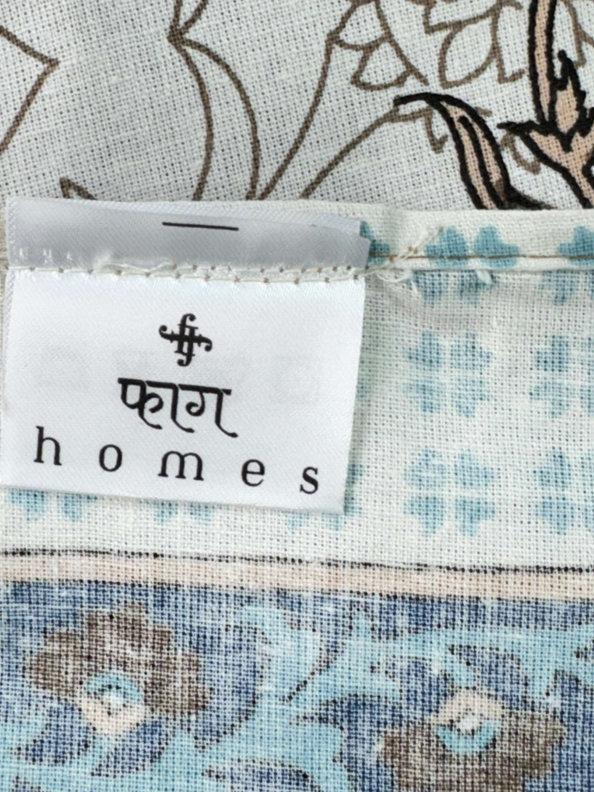 Ivory Blue Floral Border Single Bedsheet with Pillow Cover