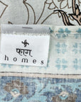 Ivory Blue Floral Border Single Bedsheet with Pillow Cover