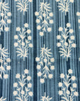 Indigo Blue Floral Stripe Single Bedsheet with Pillow Cover