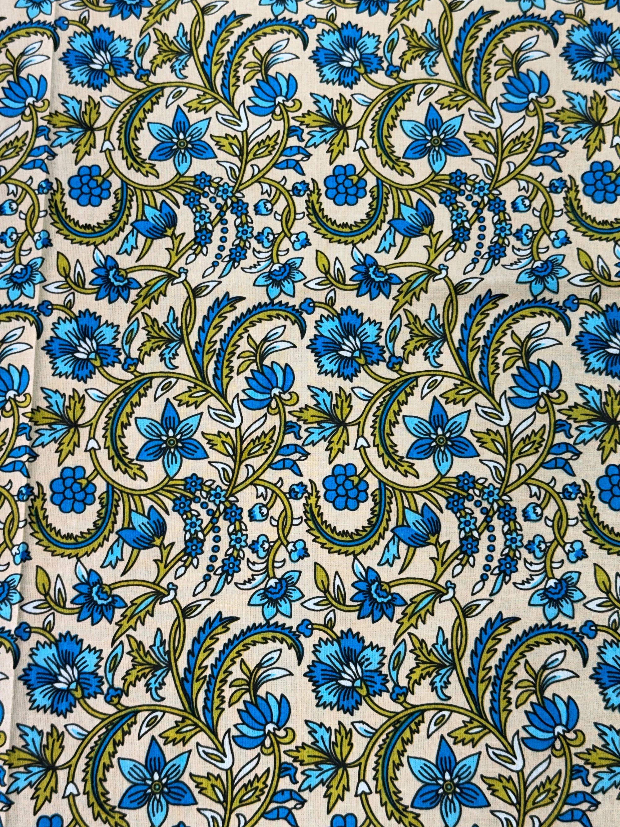 Blue Floral Paisley Printed Single Bedsheet with Pillow Cover – 60×90 Inches