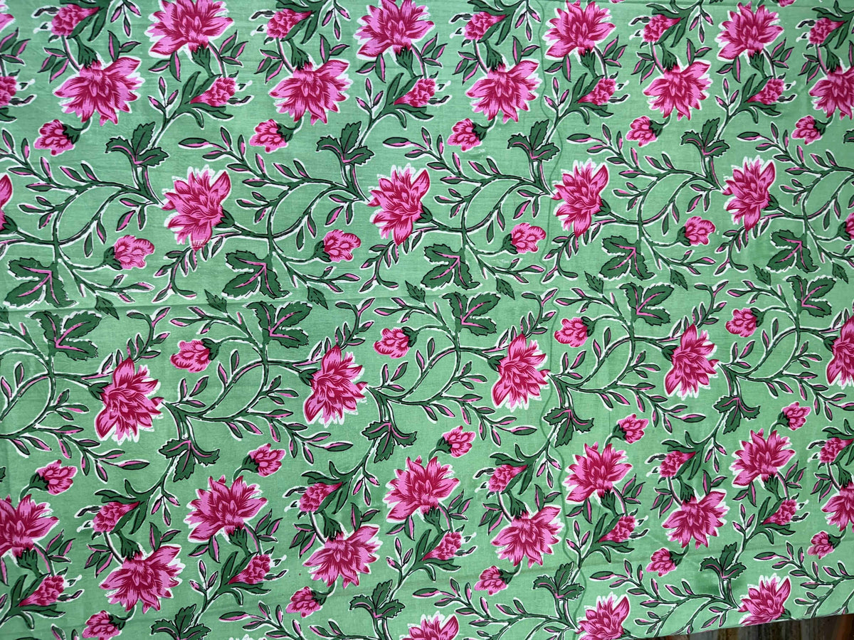 Mint Green Floral Printed Single Bedsheet with Pillow Cover – 60 x 90 Inch