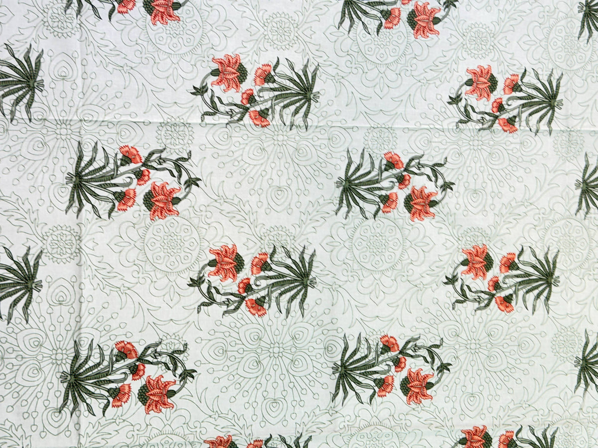 Elegant White Floral Printed Single Bedsheet with Pillow Cover – 60 x 90 Inch