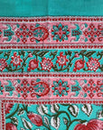 Aqua Bloom Floral Hand Block Print Single Bedsheet with Pillow Cover – 60×90 Inch