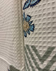 Blue Daisy Premium Waffle Cotton Towel Set of 3 | 1 Bath Towel (30x60) & 2 Hand Towels (16x26) | Blue Floral Printed Soft Absorbent Bathroom Towel Gift Set
