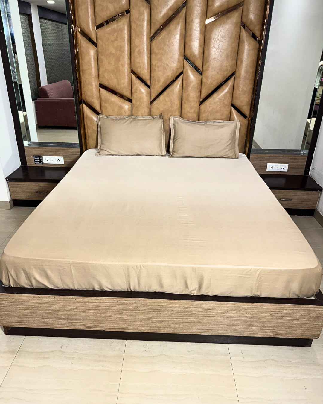 Luxury Beige Solid Bedsheet Set with 2 Pillow Covers – Soft Elegant Bedding for Bedroom - FaagHomes