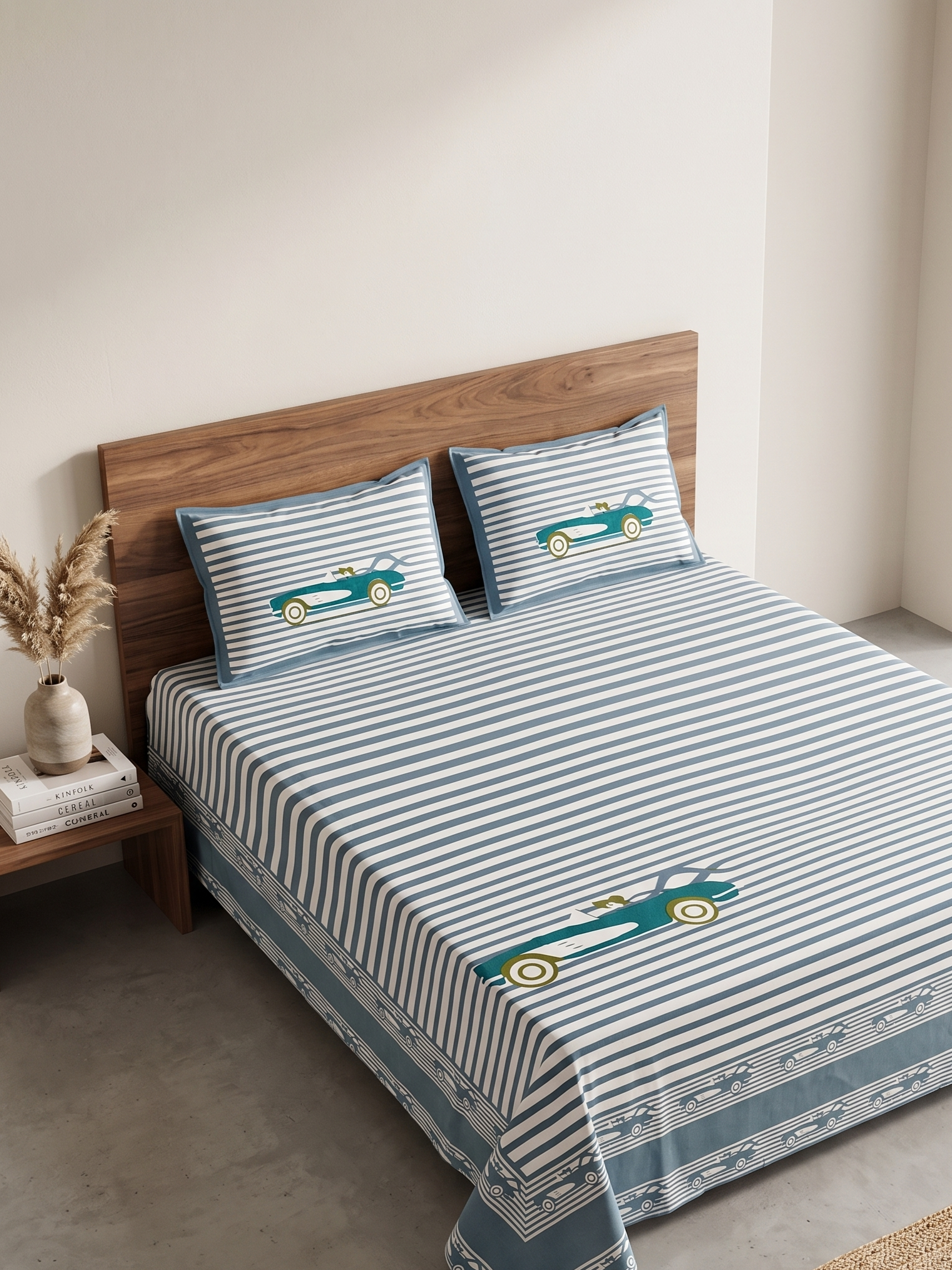 Jaipur Vintage Drive custom biggest King Xxl Bedsheet And Two Pillow Covers 120X120 - FaagHomes
