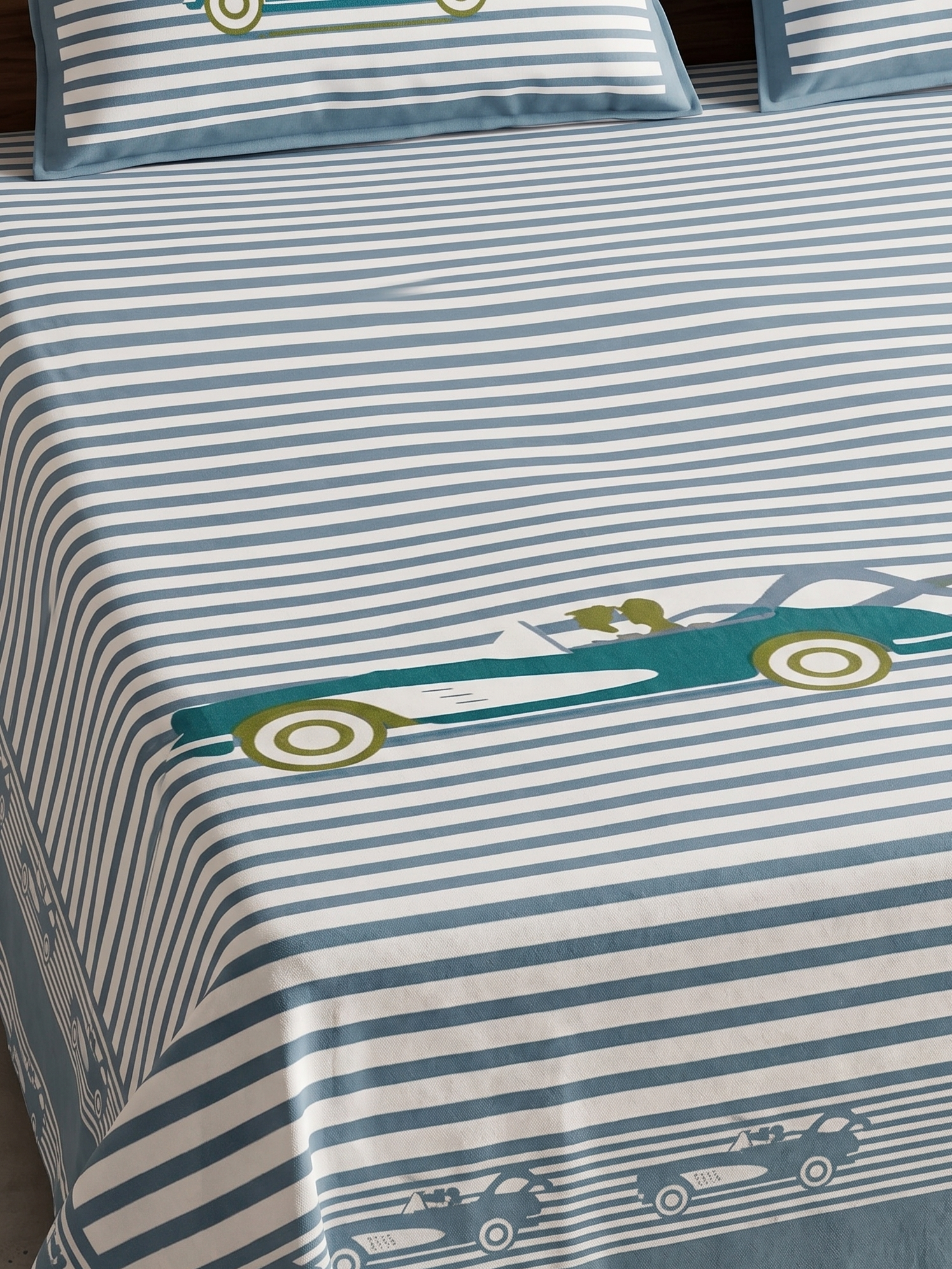 Jaipur Vintage Drive custom biggest King Xxl Bedsheet And Two Pillow Covers 120X120 - FaagHomes