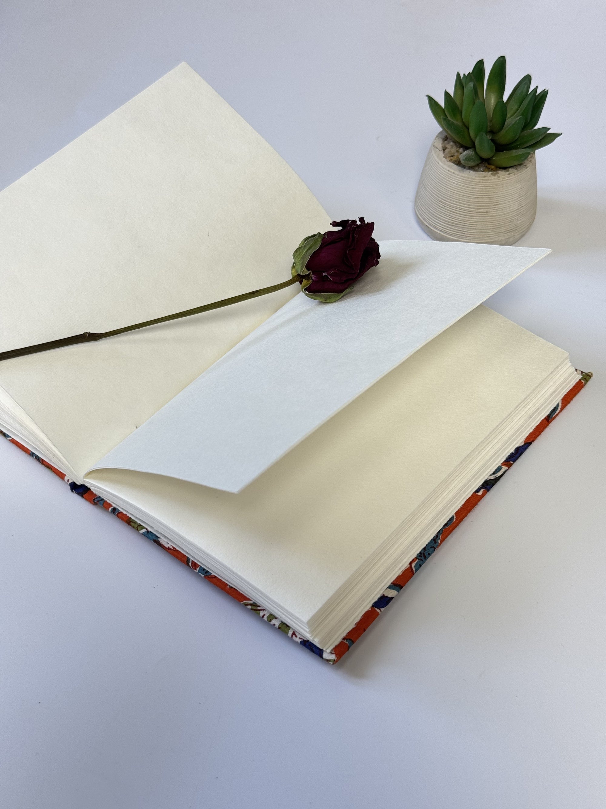 Orange Floral Handmade Cotton Fabric Cover Diary – Eco-Friendly Handmade Paper Notebook Journal - FaagHomes