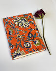Orange Floral Handmade Cotton Fabric Cover Diary – Eco-Friendly Handmade Paper Notebook Journal - FaagHomes