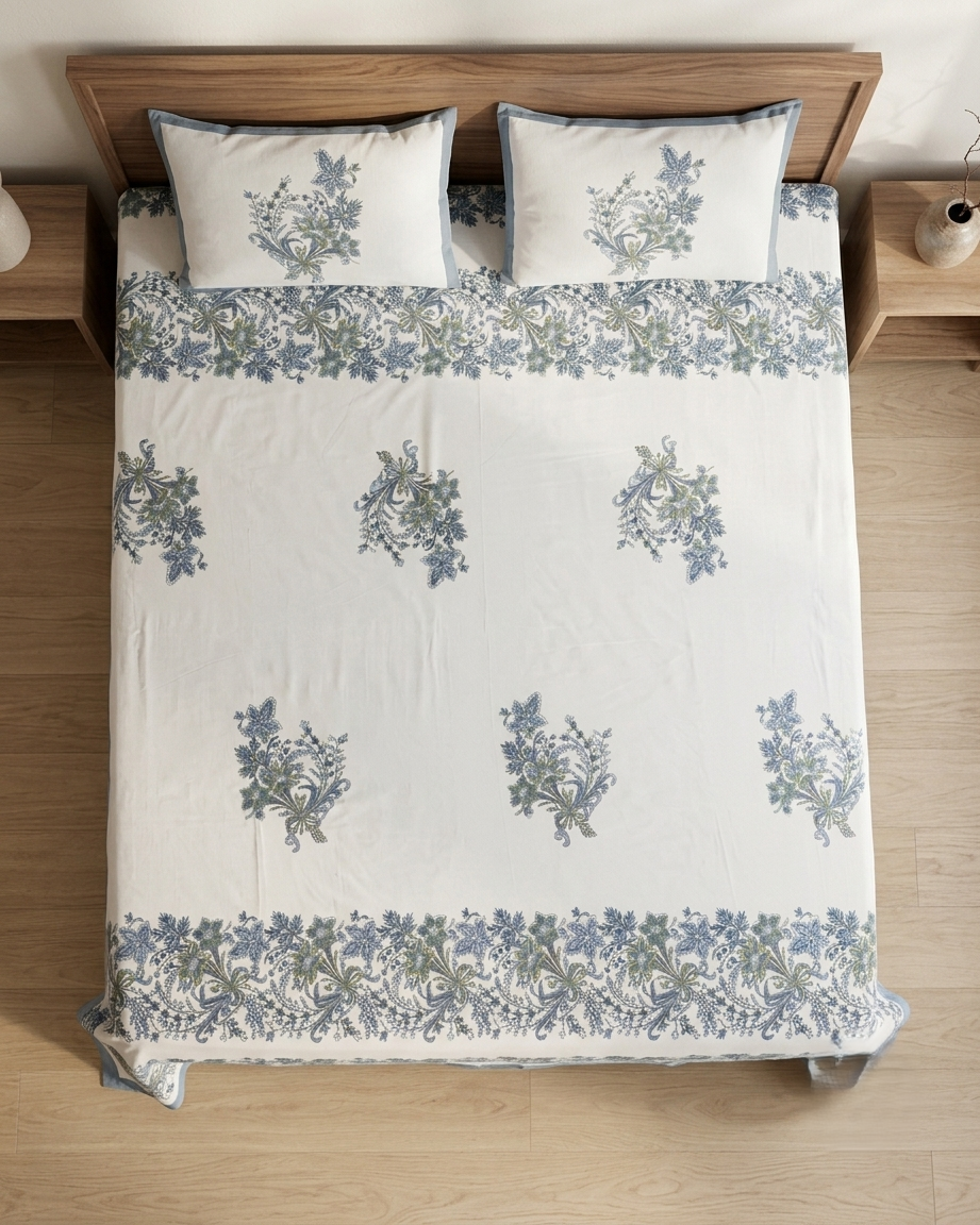 Neel Virasat King Size Bed Sheet And Two Pillow Covers 100X108 Inches - FaagHomes