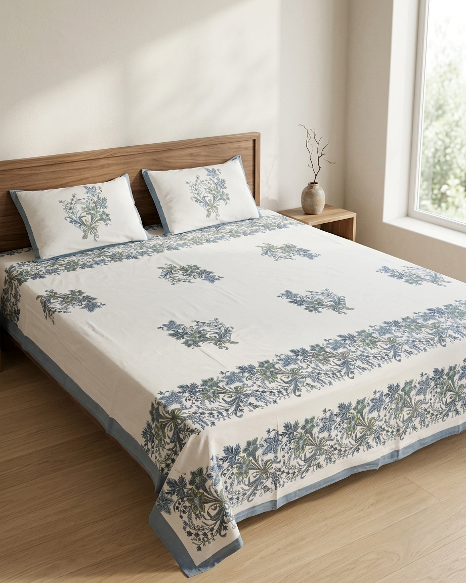 Neel Virasat King Size Bed Sheet And Two Pillow Covers 100X108 Inches - FaagHomes