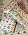 Mario Print Pastel Beige & Green Geometric Cotton Bedsheet With Pillow Covers – Soft Breathable Double Bed Sheet Set | Modern Ethnic Design - FaagHomes