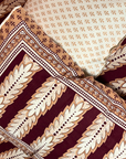 Phulkari Maroon & Beige Printed Cotton Bedsheet With Pillow Covers – Soft Breathable Double Bed Sheet Set | Ethnic Leaf Pattern Design - FaagHomes
