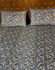 Premium Cotton Floral Print Double Bedsheet with 2 Pillow Covers – Elegant Blue Handblock Style Bed Sheet Set for Queen & King Size Beds - FaagHomes