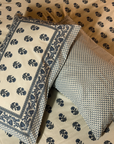 Premium Cotton Floral Print Double Bedsheet with 2 Pillow Covers – Soft Breathable White & Blue Handblock Style Bed Sheet Set (Queen/King Size) - FaagHomes