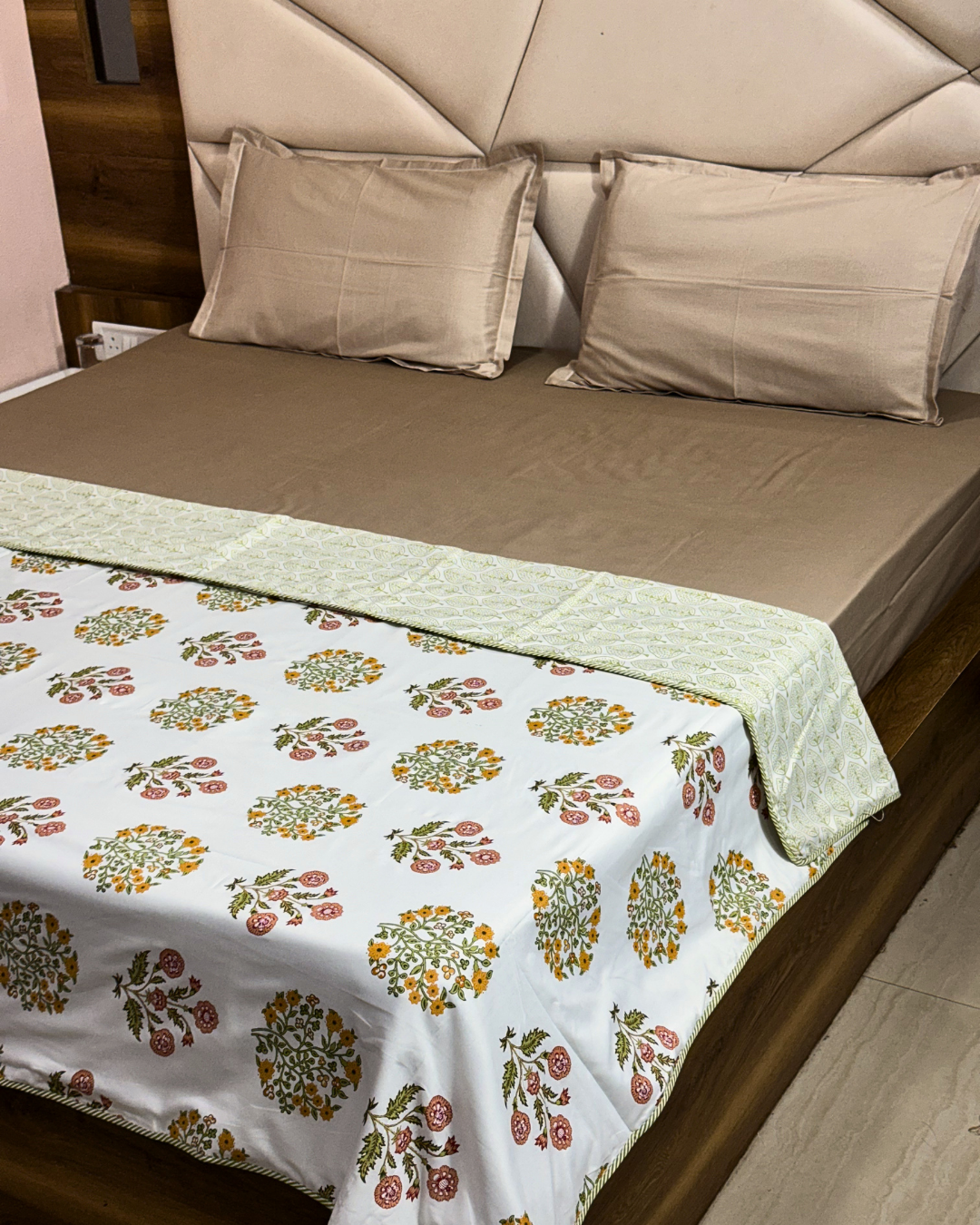 Premium Floral Single Bed AC Dohar Blanket Pair | Soft Lightweight Reversible Summer Blanket Set - FaagHomes