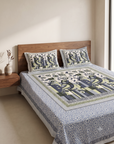 Maharaja Royal Peacock Art Pure Cotton King Size Bedsheet And Two Pillow Covers 90 X 100 Inches - FaagHomes