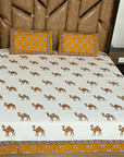 Rajwada Camel Heritage King Size Bedsheet And Two Pillow Covers 100X108 - FaagHomes