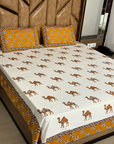 Rajwada Camel Heritage King Size Bedsheet And Two Pillow Covers 100X108 - FaagHomes