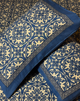 Royal Blue Ethnic Printed Cotton Bedsheet Set with 2 Pillow Covers | Premium Double Bed Bedding | Soft Breathable Designer Bedsheet - FaagHomes