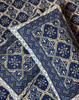 Royal Indigo Tile Pure Cotton King Size Bedsheet And Two Pillow Covers 90 X 100 Inches - FaagHomes