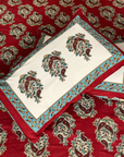 Royal Paisley Printed Bedsheet Set with 2 Pillow Covers | Premium Maroon Cotton Feel Bed Sheet - FaagHomes