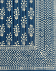 Handblock Blue Floral Cotton Bedsheet Set with 2 Pillow Covers | Traditional Printed Bedding Set - FaagHomes