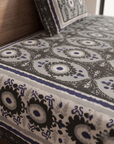 Phulkari Black & White Printed Cotton Bedsheet With Pillow Covers – Soft Breathable Double Bed Sheet Set | Ethnic Geometric Design