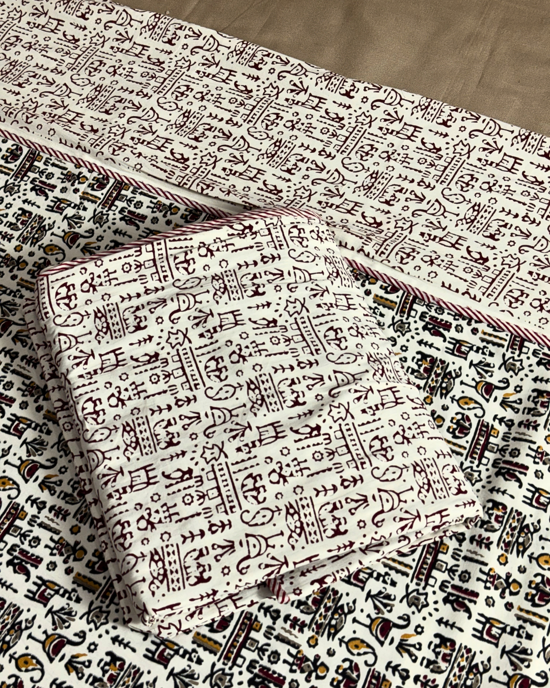 Tribal Print Cotton AC Dohar for Single Bed | Lightweight Reversible Summer Blanket - FaagHomes