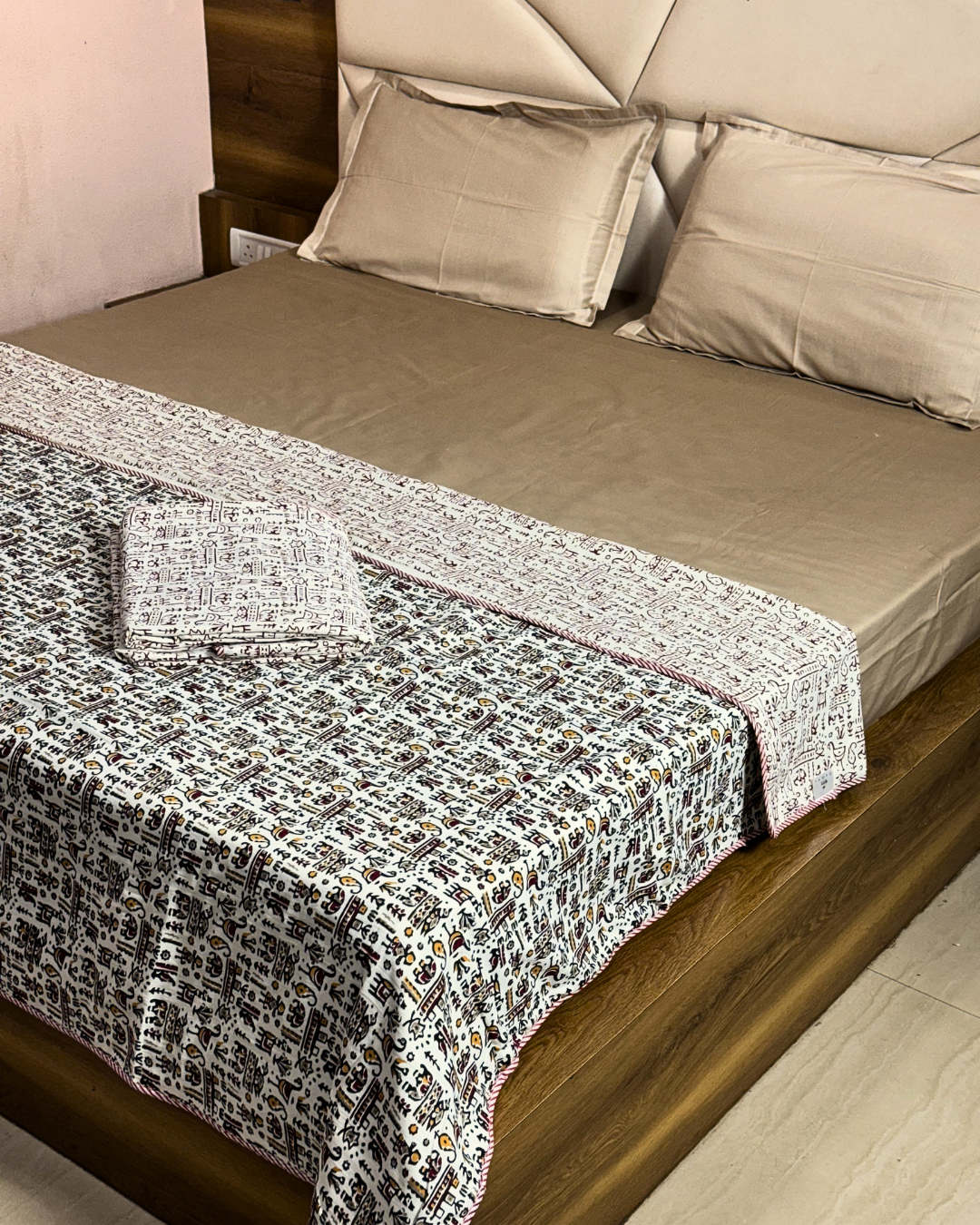 Tribal Print Cotton AC Dohar for Single Bed | Lightweight Reversible Summer Blanket - FaagHomes