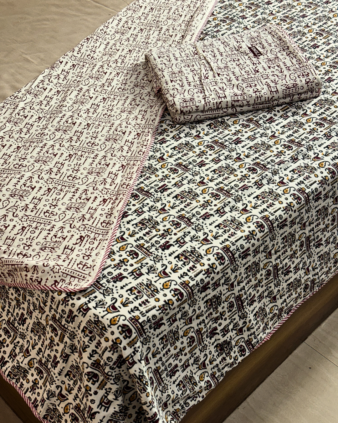 Tribal Print Cotton AC Dohar for Single Bed | Lightweight Reversible Summer Blanket - FaagHomes