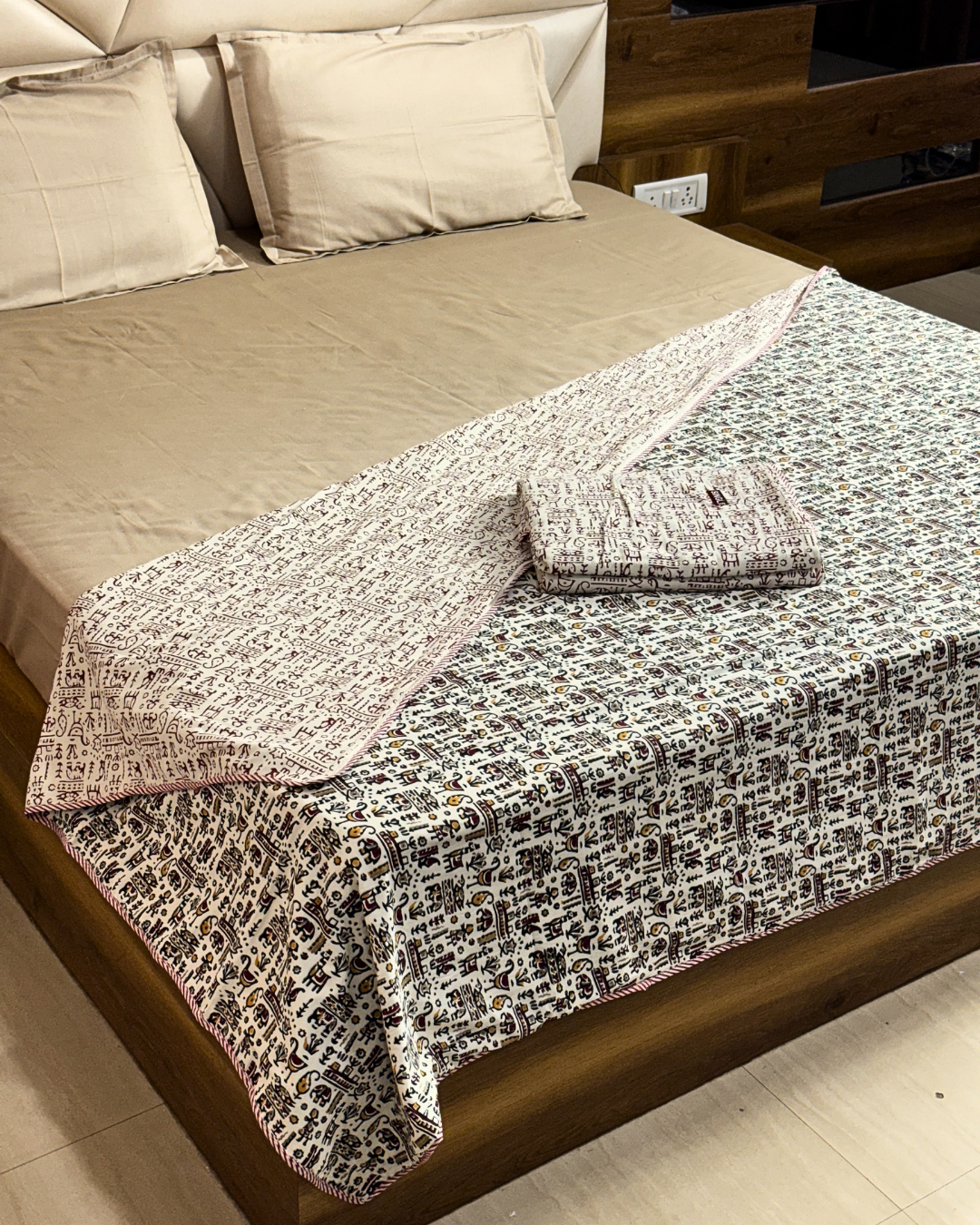 Tribal Print Cotton AC Dohar for Single Bed | Lightweight Reversible Summer Blanket - FaagHomes