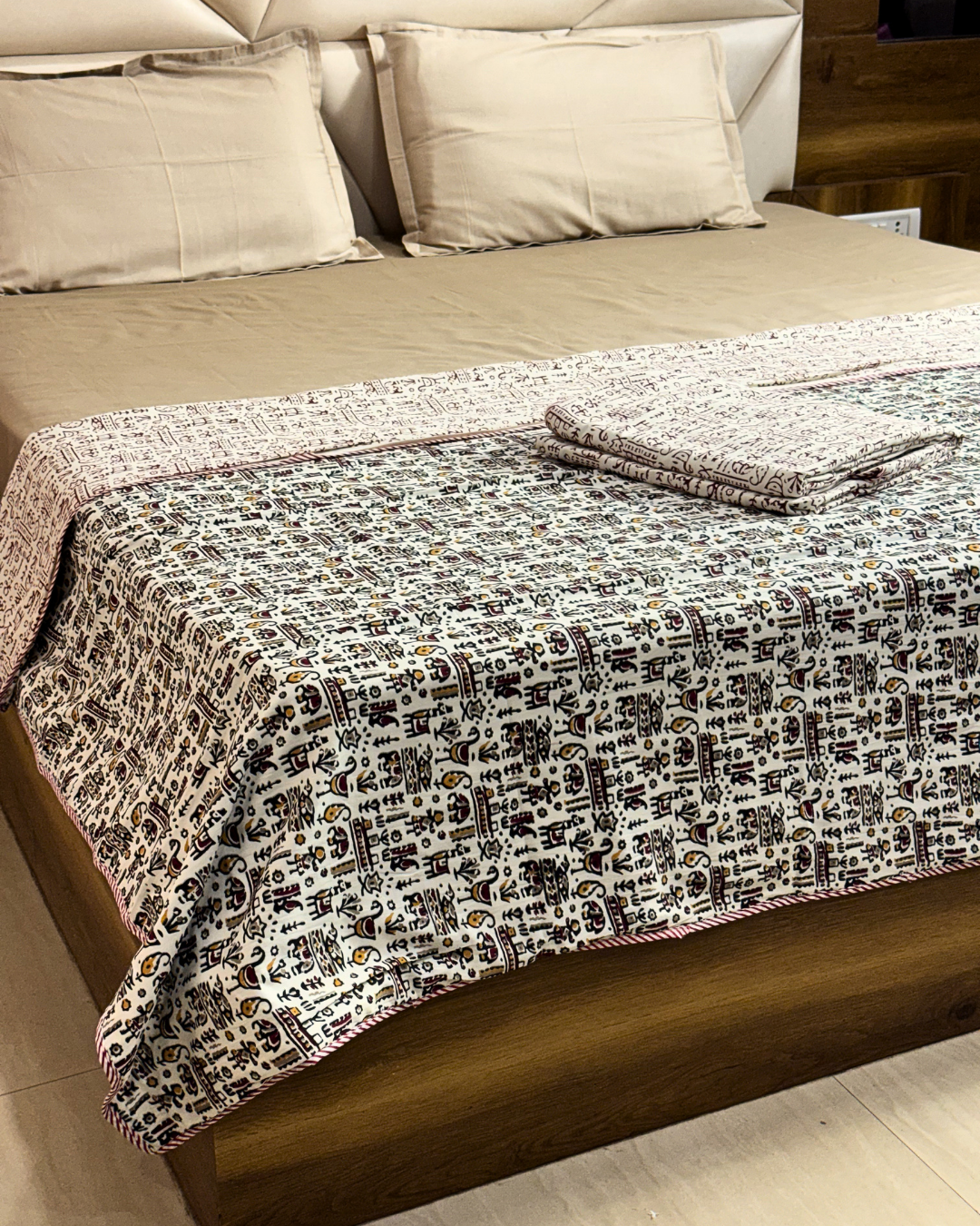 Tribal Print Cotton AC Dohar for Single Bed | Lightweight Reversible Summer Blanket - FaagHomes