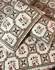 Vintage Floral Checkered Cotton Bedsheet Set with 2 Pillow Covers | Elegant Double Bed Bedsheet - FaagHomes