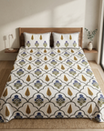 Neel Gulmohar Arch Double Bedsheet And Two Pillow Covers 90X108 - FaagHomes