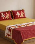 Maharaja Royal Folk Dance Pure Cotton King Size Bedsheet And Two Pillow Covers (120X120 Inches)