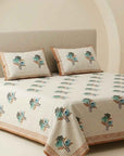 Marwar Palm Oasis King Xl Bed Sheet And Two Pillow Covers 108X108