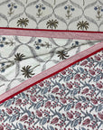 Pink Botanical Premium Cotton Dohar Set with Bedsheet – 4 PC Double Bed Set