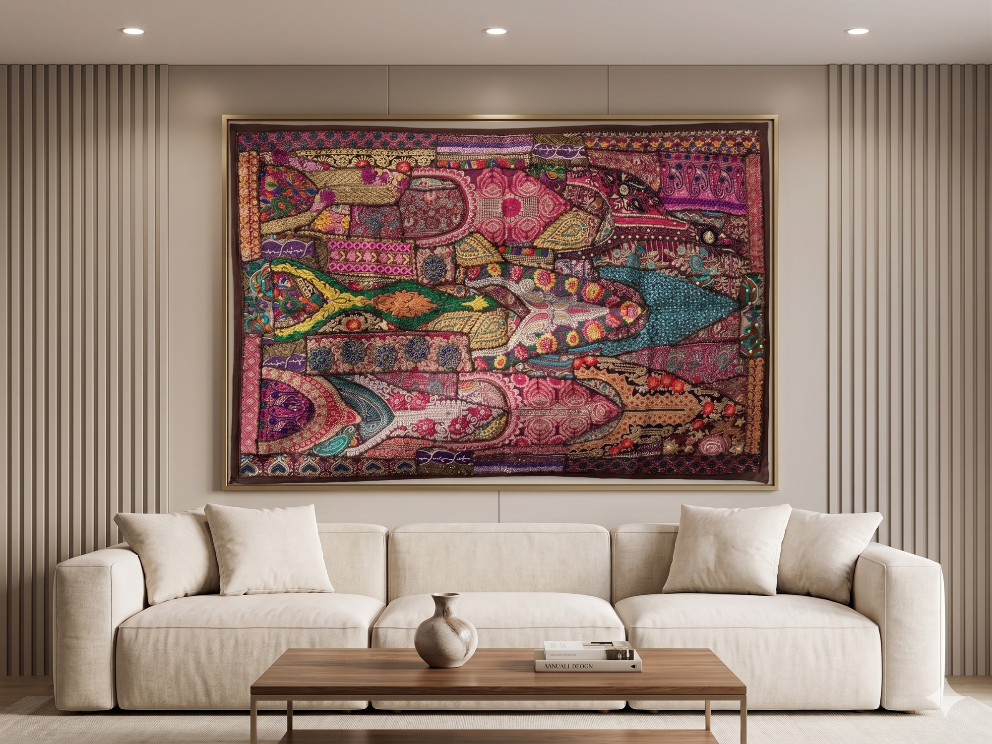 Bohemian Elephant Patchwork Tapestry Wall Hanging | Handmade Embroidered Vintage Elephant Tapestry | Colorful Indian Textile Art - FaagHomes