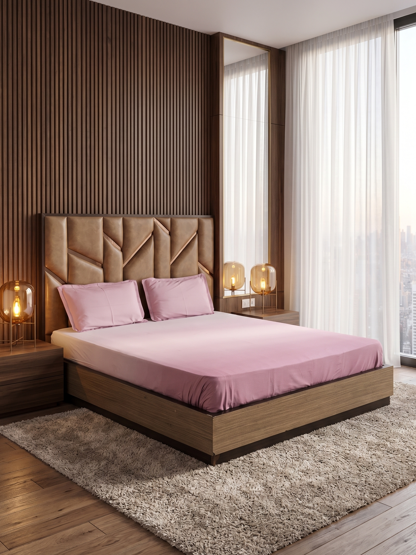 Premium Blush Pink Bedsheet Set with 2 Pillow Covers | Soft Solid Color Bedding Set for Bedroom - FaagHomes