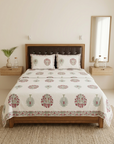 Pink Floral Cotton Dohar Set with Bedsheet – 4 PC Double Bed