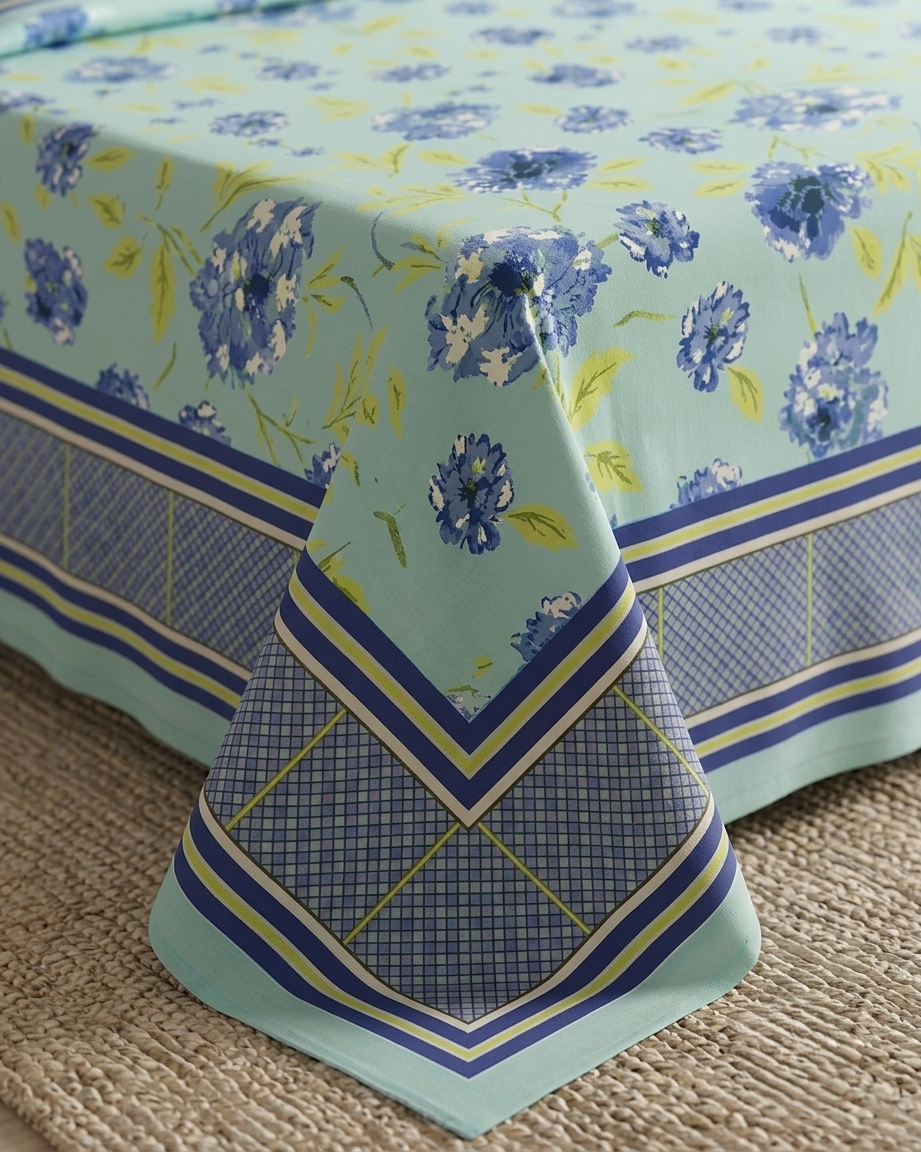 Sky Bloom Floral Bedsheet Set with 2 Pillow Covers | Soft Cotton Feel Double Bed Sheet - FaagHomes