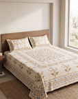 Premium Cotton Ethnic Geometric Print Double Bedsheet with 2 Pillow Covers – Soft Traditional Bed Sheet Set for Queen & King Size Beds - FaagHomes